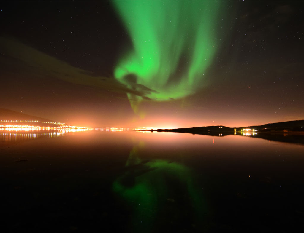 Lucky visitors can spot the northern lights