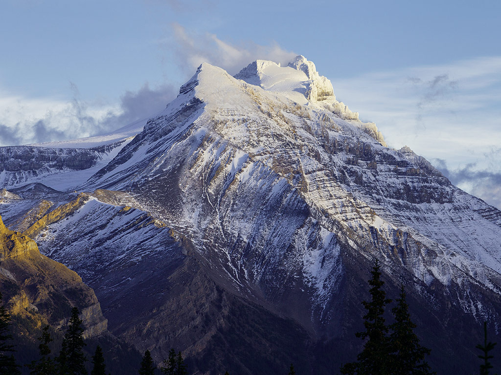 Snowcapped mountain peak in Canada
