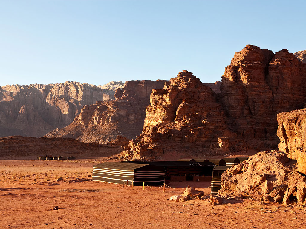 A Bedouin-style camp in the Wadi Rum Desert