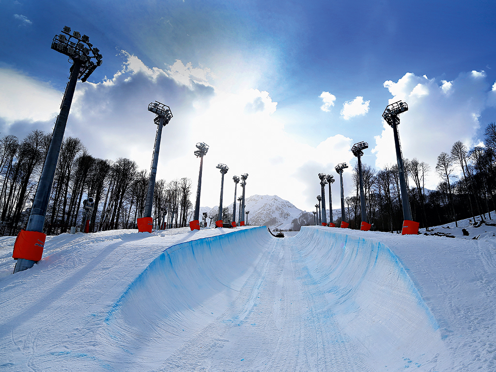 The snowboard halfpipe constructed for the Sochi Winter Olympics