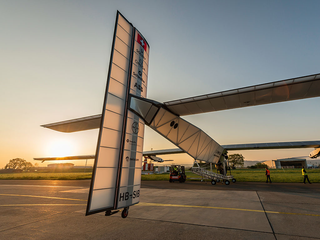 Solar Impulse 2 during its first outdoor technical tests
