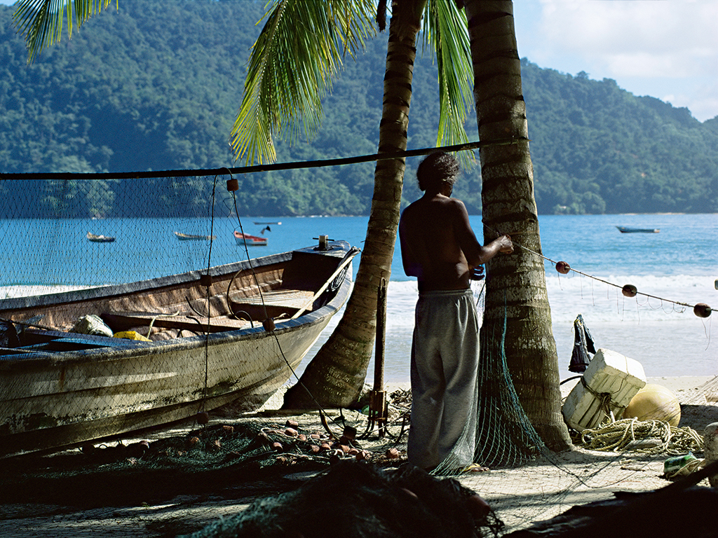 Fishermen in Maracas Bay, on the northern coast of Trinidad