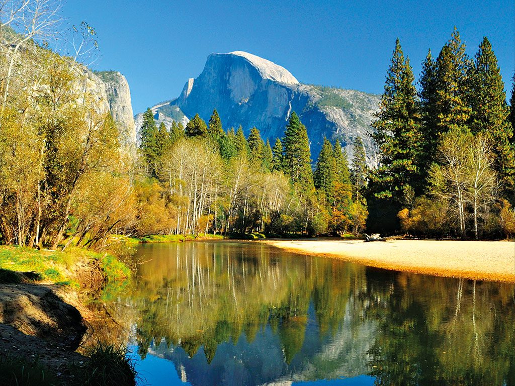 Yosemite National Park is known for its giant sequoia trees and dramatic waterfalls