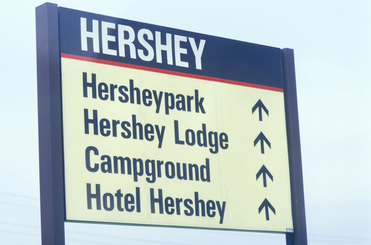 A sign that reads "Hershey"