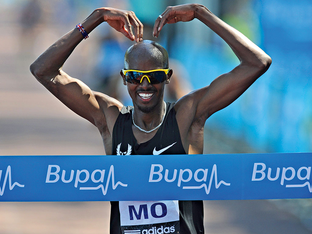 Mo Farah winning Bupa 10k last year. The running event is just one of many Bupa has put on to raise awareness of world health issues