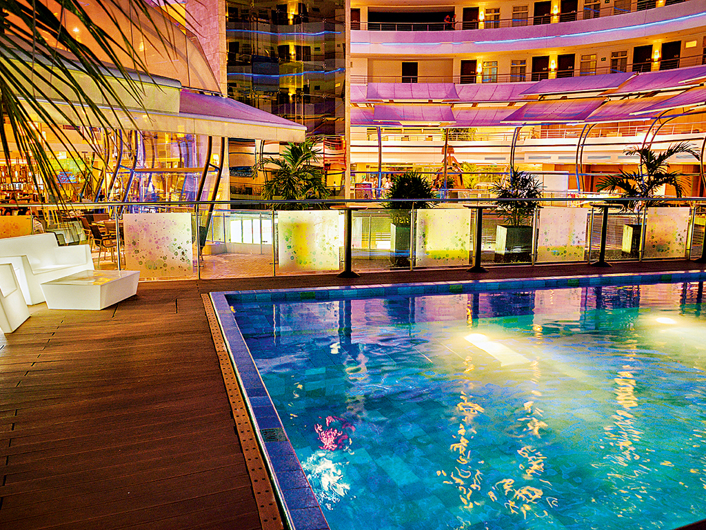 A pool at the Hotel Spiwak Chipichape Cali. The hotel is set in Cali, Colombia - a city named third most attractive destination for investment by the Financial Times' FDI Intelligence