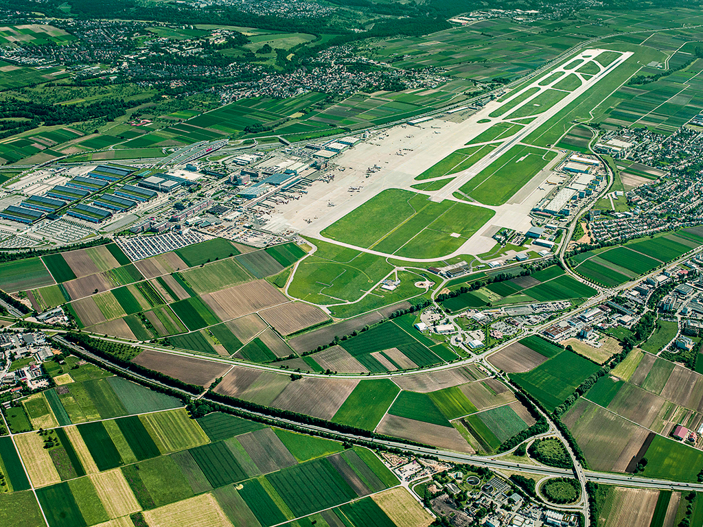 Stuttgart Airport and the surrounding picturesque countryside