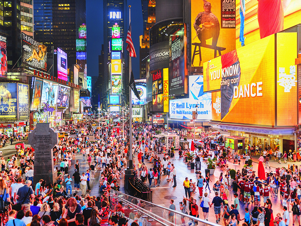 Times Square, New York, USA. The UNWTO World Tourism Industry shows that the tourism industry will grow even more in 2015, with the Americas expected to be the best-performing region