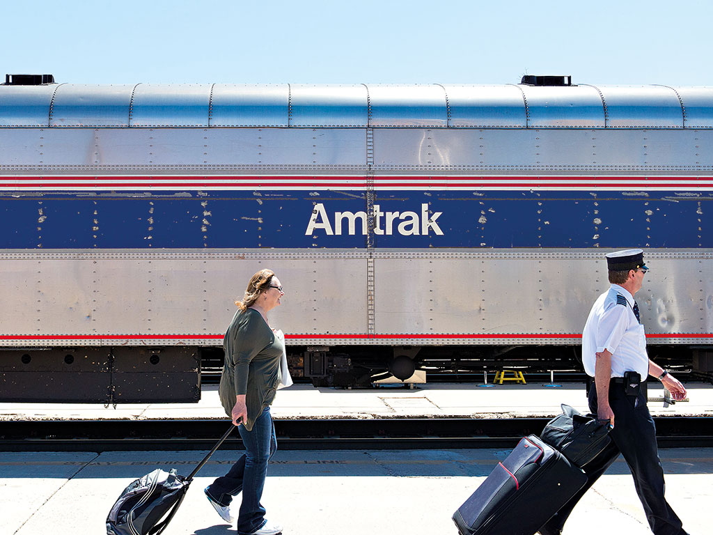 An Amtrak train in the US. As a mode of transport, trains are rapidly declining in popularity with Americans
