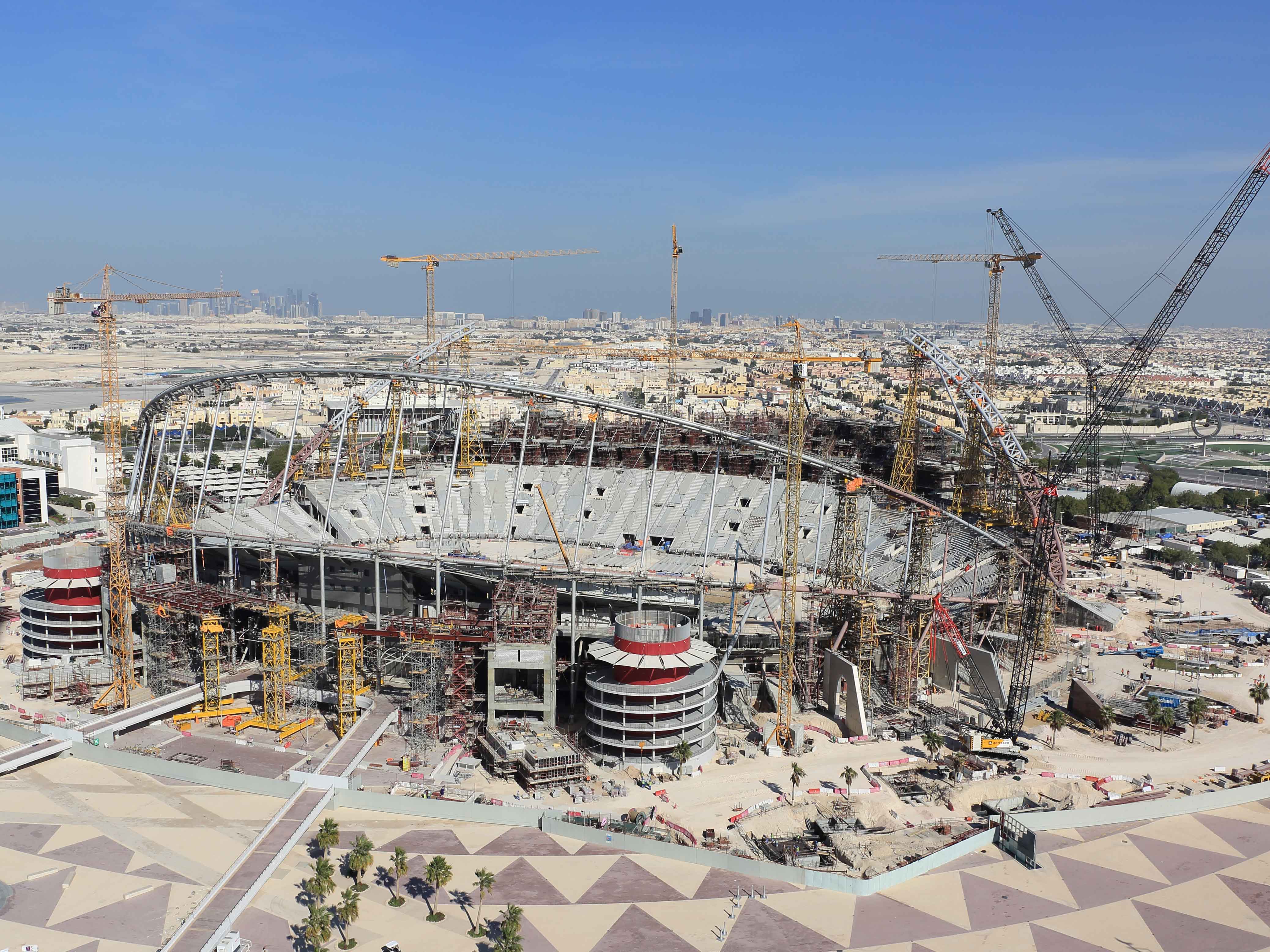 Khalifa International Stadium, also known as National Stadium, being redeveloped in preparation for hosting the 2022 Qatar World Cup